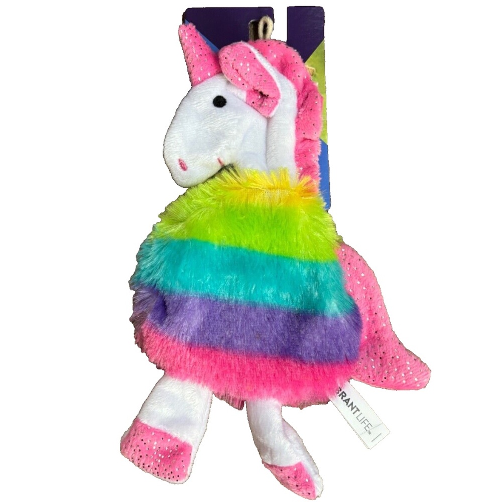 Vibrant Life Pet Unicorn Cozy Flat Stuffingless Buddy Squeaker & Crinkle Rainbow